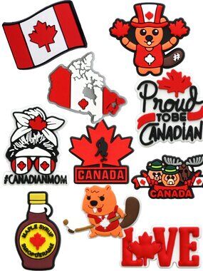 Set of 10 Canada Crocs Charms - Shoe Charm - PVC Charms